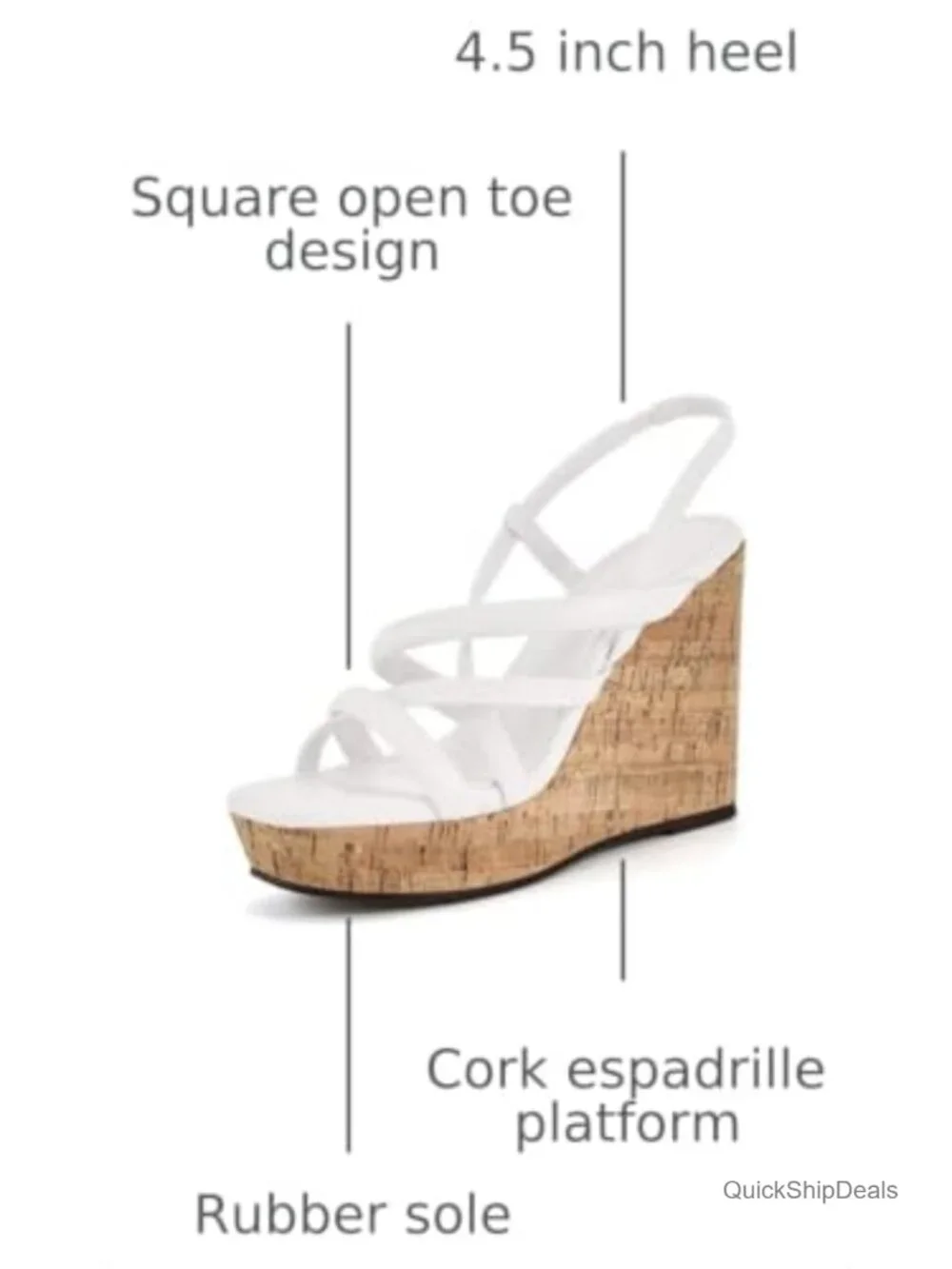 Women's Platform Wedge Sandals Cork Slingback Espadrilles Summer Heels